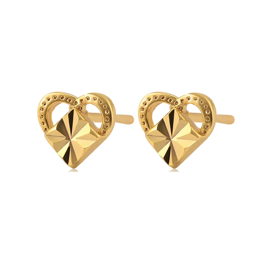 

99466 Xuping 24k gold color girls jewelry heart shaped stud earrings