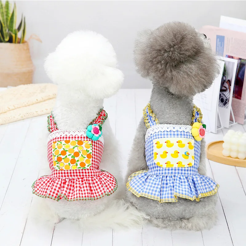 

Pet Dog Flower Suspender Skirt Dog Spring and Summer Clothes Dog Thin Skirt