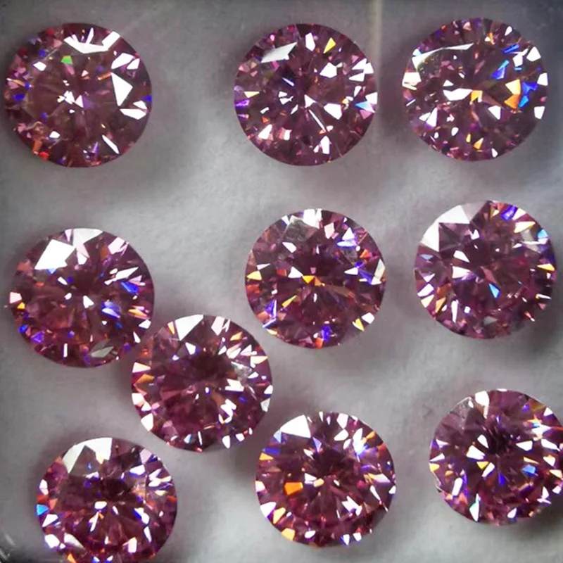 

Wuzhou wholesale price pink moissanite diamond 5-12mm Round Brilliant Cut lab grown loose Moissanite gems