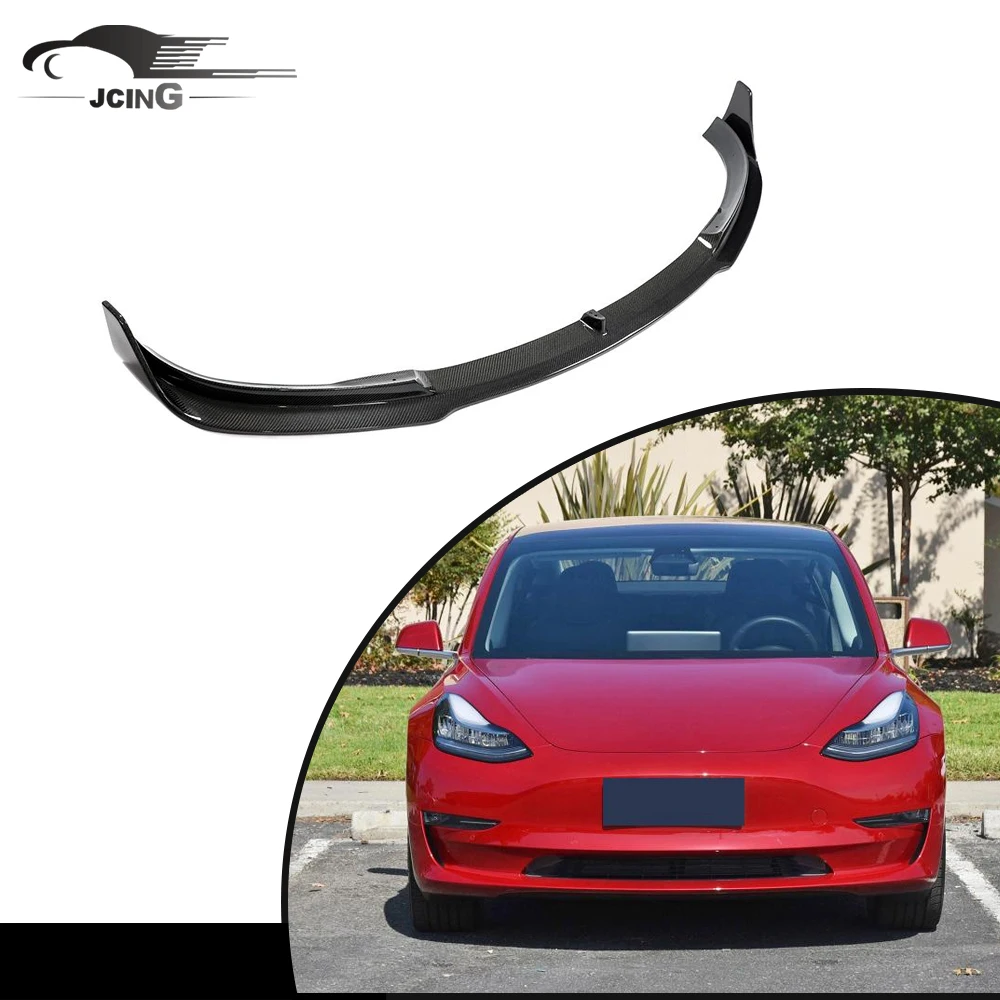 

Carbon Fiber Front Bumper Lip Splitter Chin For Tesla Model 3 Sedan 2016 2021