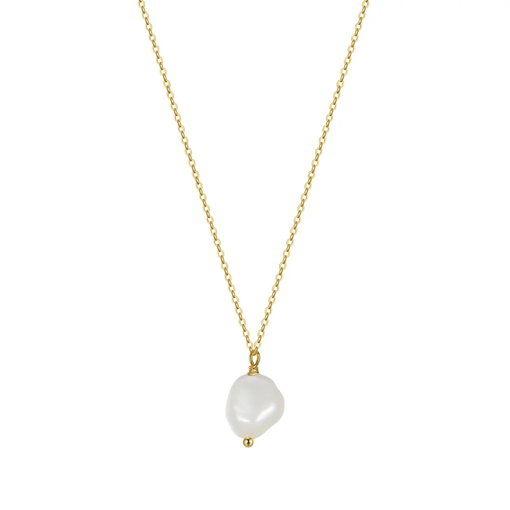 

wholesale fashion jewelry 925 sterling silver Baroque Fresh water pearl gold plated necklace earrings for women jewelry