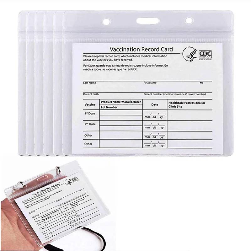 

Amazon Hot Waterproof Clear Vaccination Record card protective cover  ID Badge Holder Vaccine Card Protector, As picture show