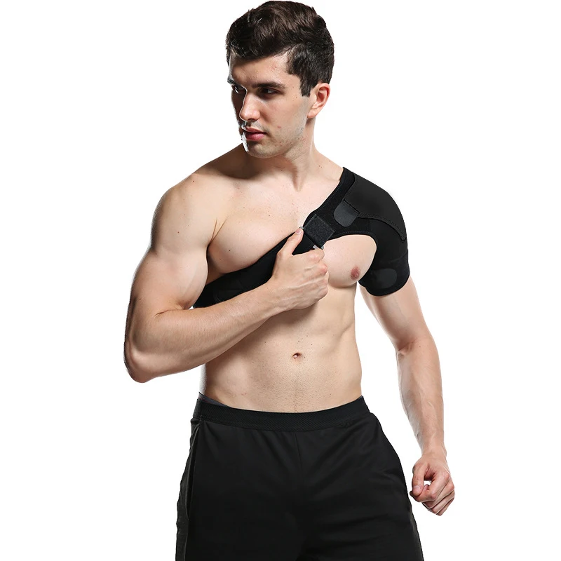 

Adjustable Single Back Posture Shoulder Brace High Elastic Gym Sports Support Strap Wrap Rotator Cuff Support, Black