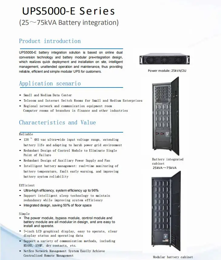 Ups5000-e Series Online Ups Battery Integrated Ups With Capacity 25kva ...