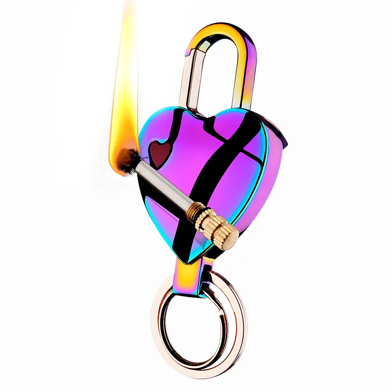 

Creative love heart burns ten thousand times keychain kerosene match craftsmanship exquisite outdoor lighter, 7 colors