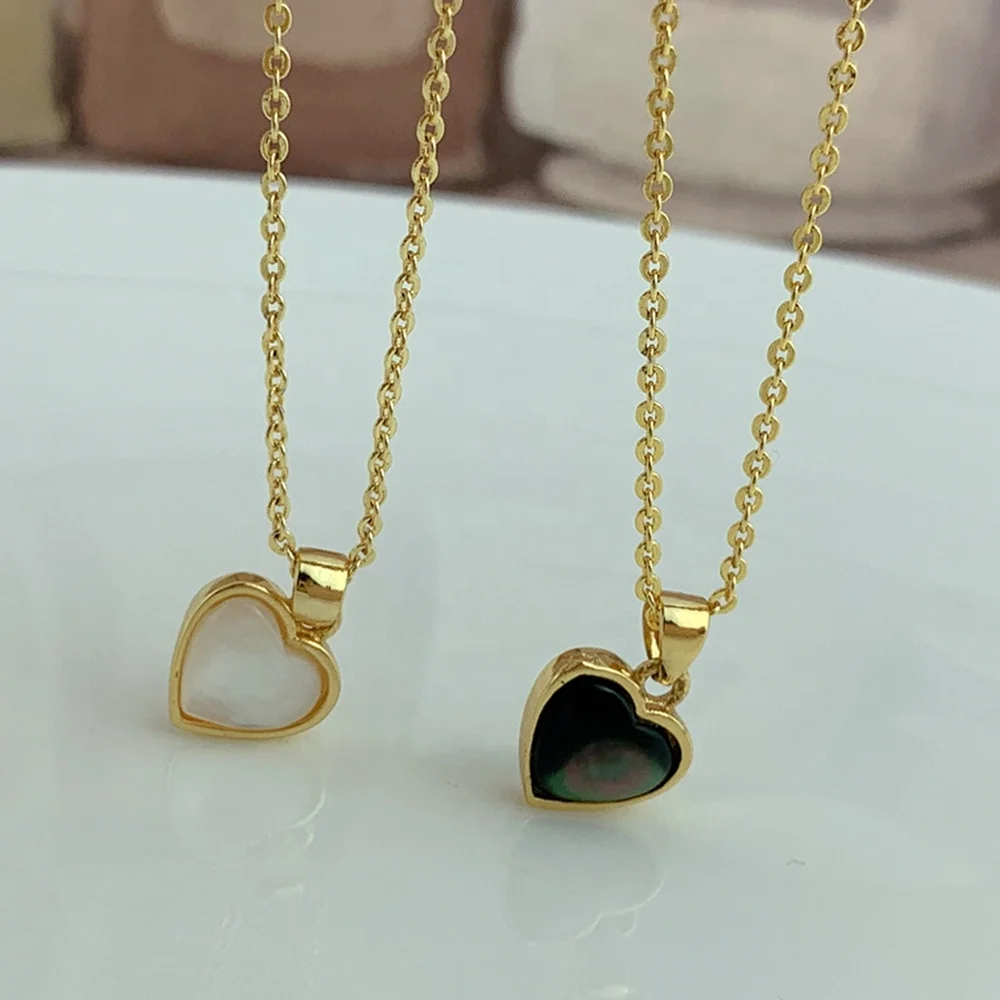 

Ins Fashion Mother Pearl Necklace Minimalist Gold Women Heart Necklace