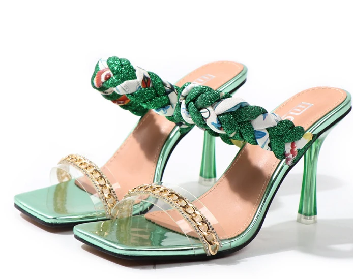 

2021 New Roman Heel Square Toe Sandals ladies high heel sandals