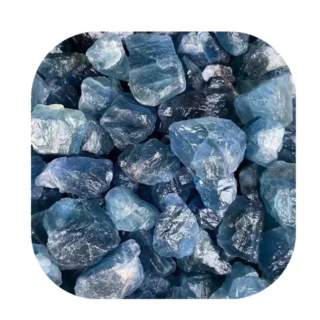 

New arrivals blue raw crystals minerals healing stones natural blue rough fluorite stone for gift