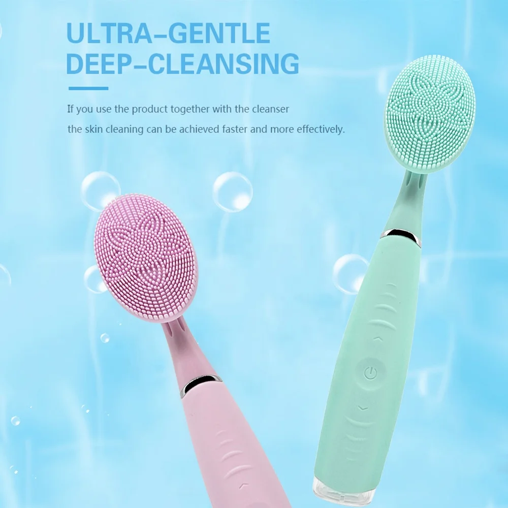 

Custom Logo Waterproof USB Rechargeable 5 Speed Handheld Silicone Face Cleansing Brush