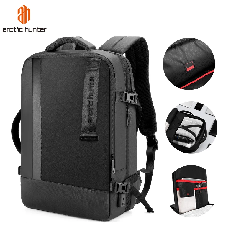 

Travelling Back Pack Rfid Expandable Backpacks Business Rucksack Laptop Waterproof 40l Travel Backpack With Usb Charging Port, Black/red/grey