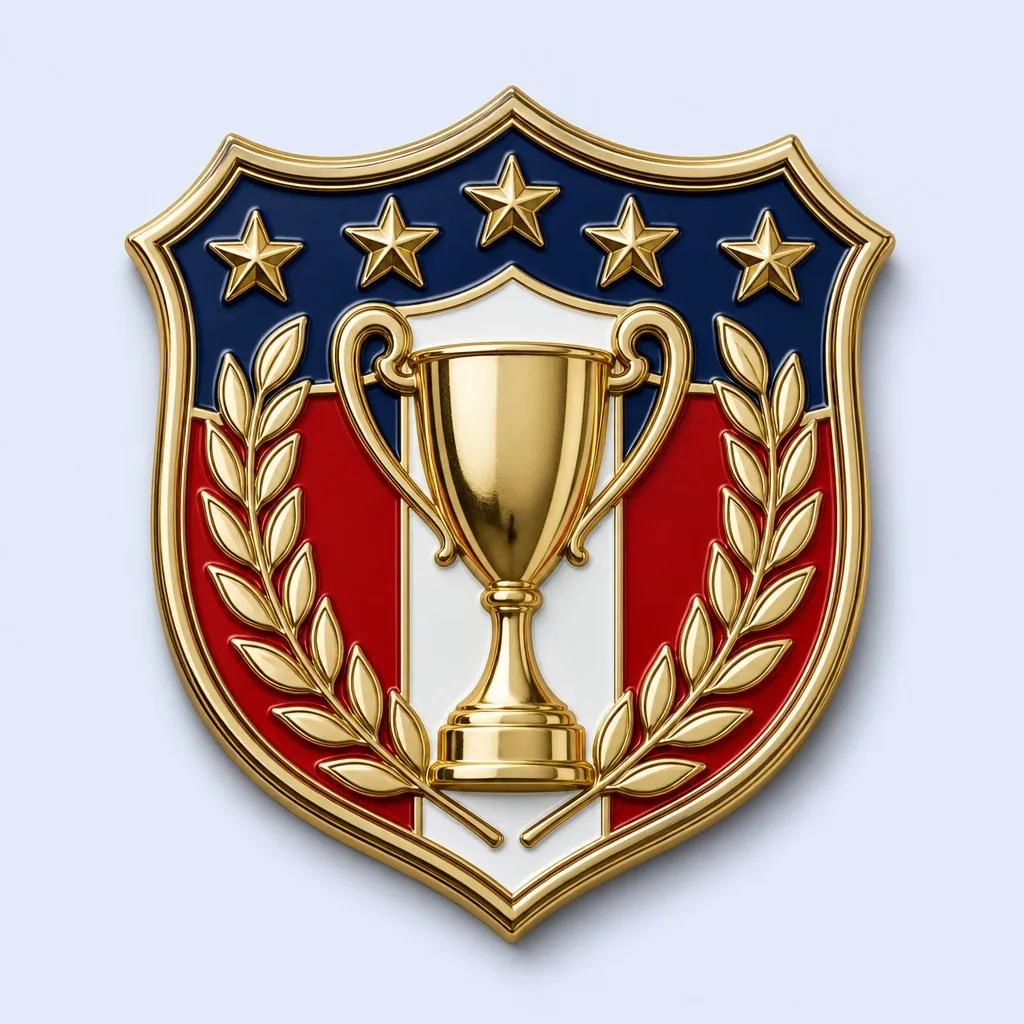 Sports Championship Trophy Crest Pin