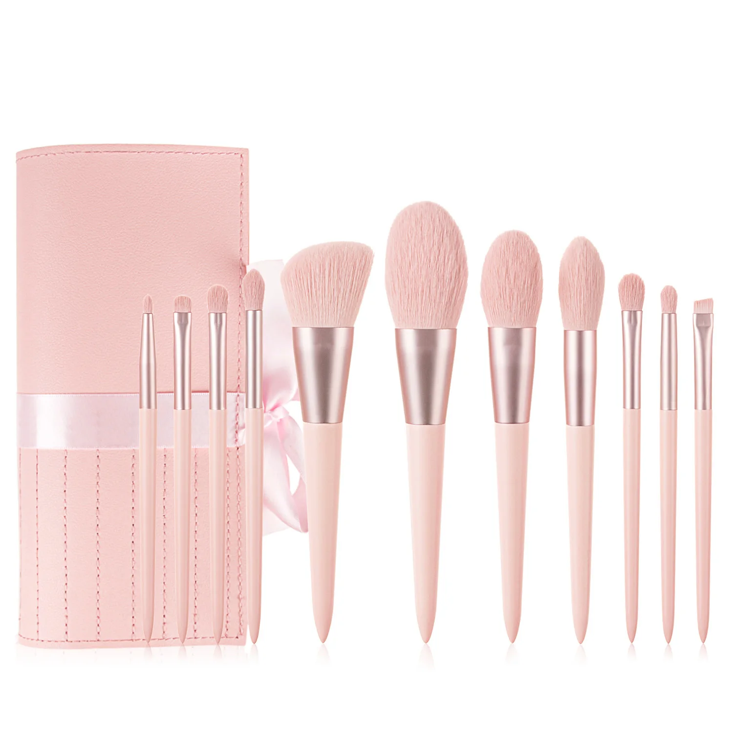 

A11045 Foundation Mini Cosmetic Kabuki Face Cleanser Brush Eye Makeup Brush Set Fluffy Kolinsky Pink Makeup Brush Set