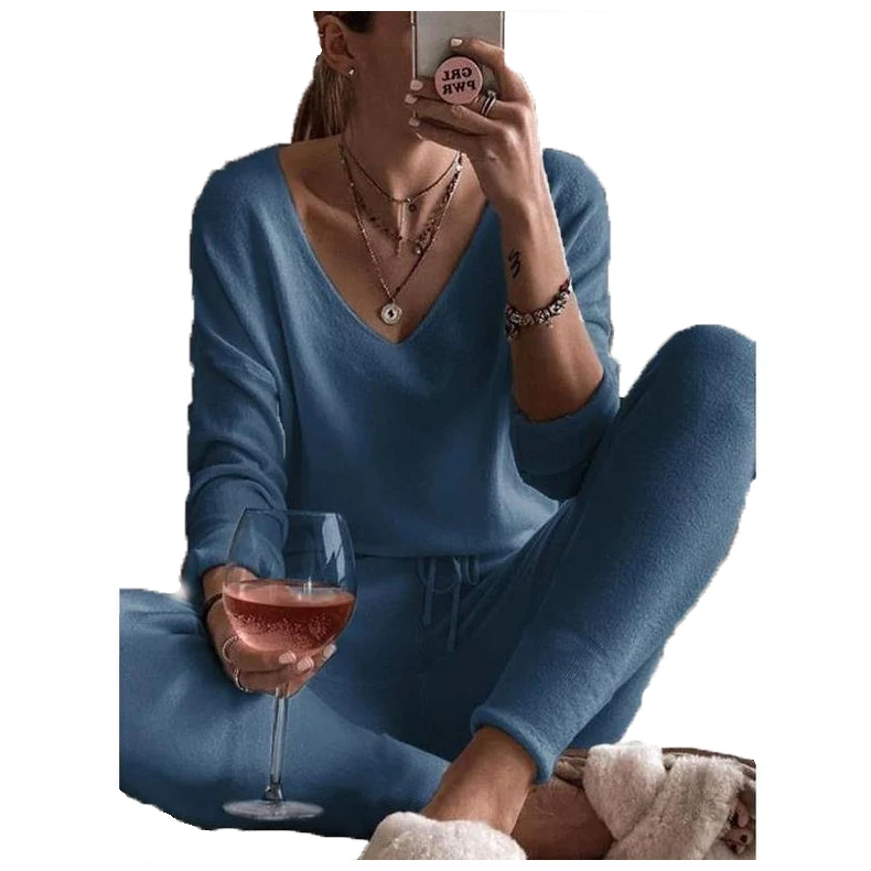 

Autumn and winter 2021 new pajamas two piece suit women pajamas sets, Picture shows