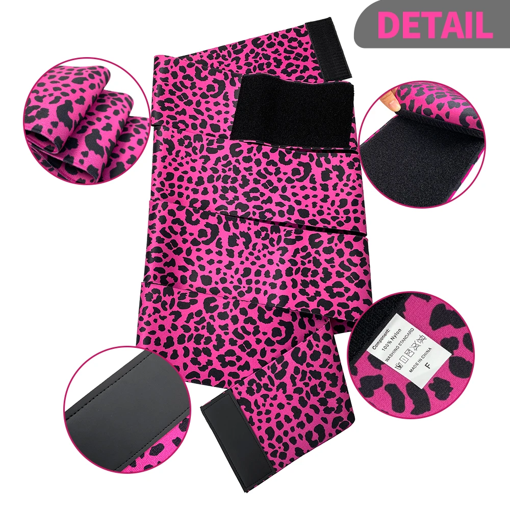 

Women Elastic Band Tummy Wrap Weight Loss Belly Slimming Stomach Belt Body Shaper Waist Trainer, Rose-red leopard print yellow leopard print black customed size