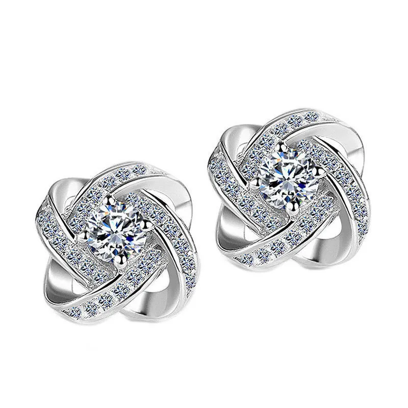 Reeti 925 Sterling Silver Clover Stud Earrings for Women Style Girl Gift Jewelry Korean Earrings