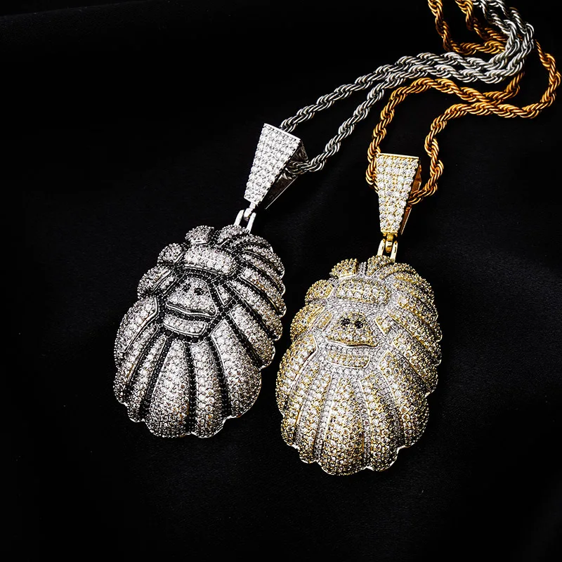 

Hip Hop Iced Out Cubic Zircon Orangutan Pendant Necklace Hip Hop CZ Jewelry Men Rapper Jewelry, Multi color