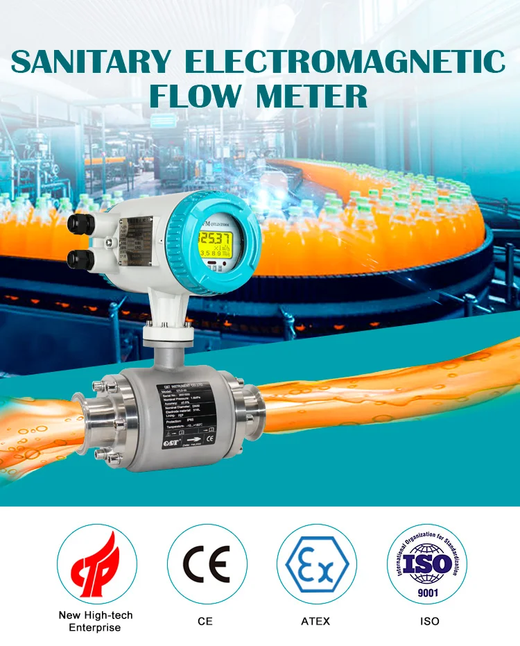 Ss304 Sanitary Electromagnetic Flow Meter Tri-clamp Magnetic Flow Meter ...