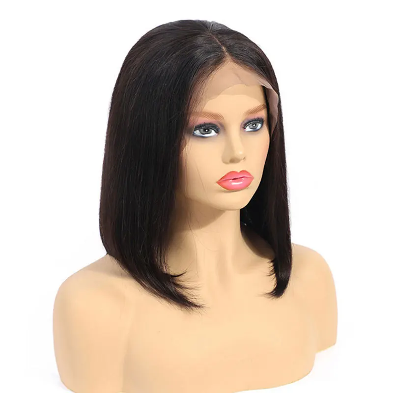 

13X6 Transparent Swiss Lace Front Wigs Human Hair Glueless Brazilian BOB 100% Virgin