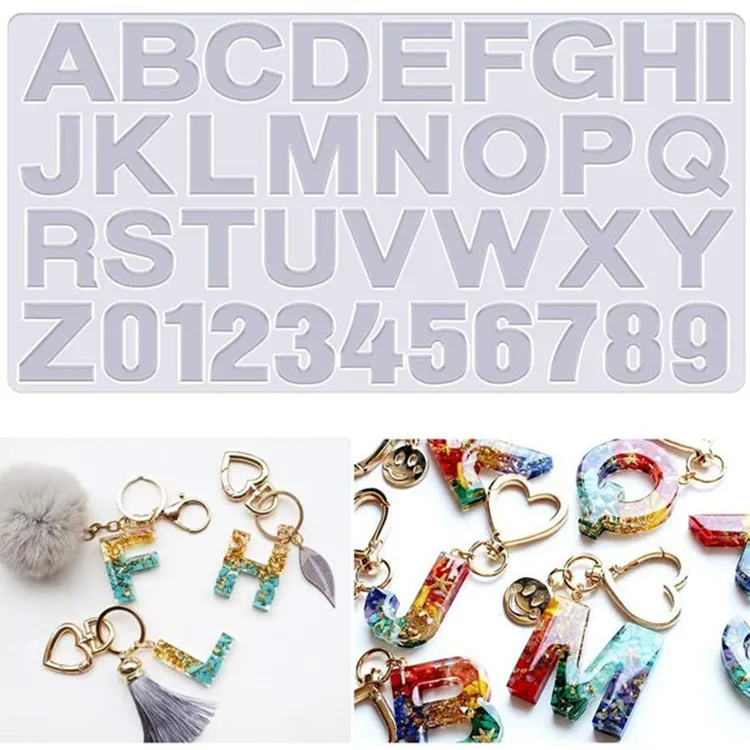 

Amazon Hot Selling Diy Earring Alphabet Number Translucent Art Jewellery Crystal Epoxy Resin Moulds, White