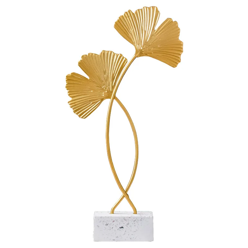 

Light luxury gold wrought iron ginkgo leaf decoration furnishing soft adornment model room decoration, Golden