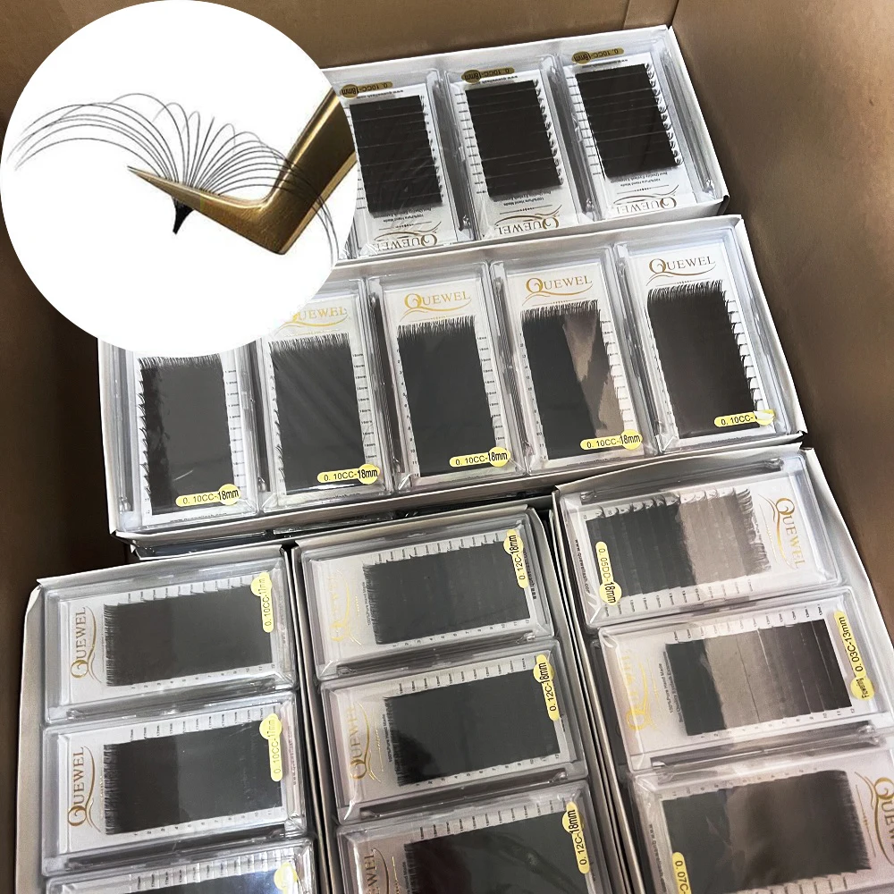 

Quewel Wholesale Manual Fluffy Easy Fan Eyelashes And Soft Vegan Lash Extensions Professional