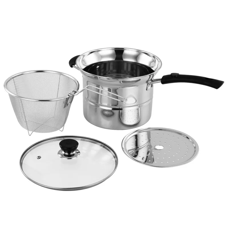 

How Quality Stainless Steel Kitchen Cooking Basket Noodle Pots Double Bottom Pasta Pot With Strainer, Silver