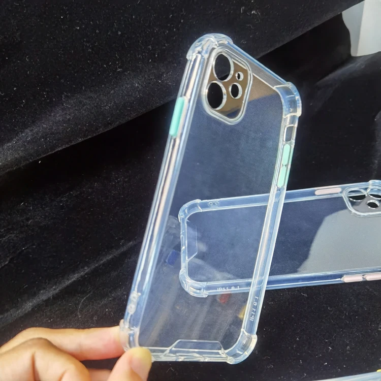 

Newest 2.0mm Colorful Buttons Shockproof Bumper Clear Transparent TPU Mobile Phone Back Cover Case For Huawei Mate40 Pro