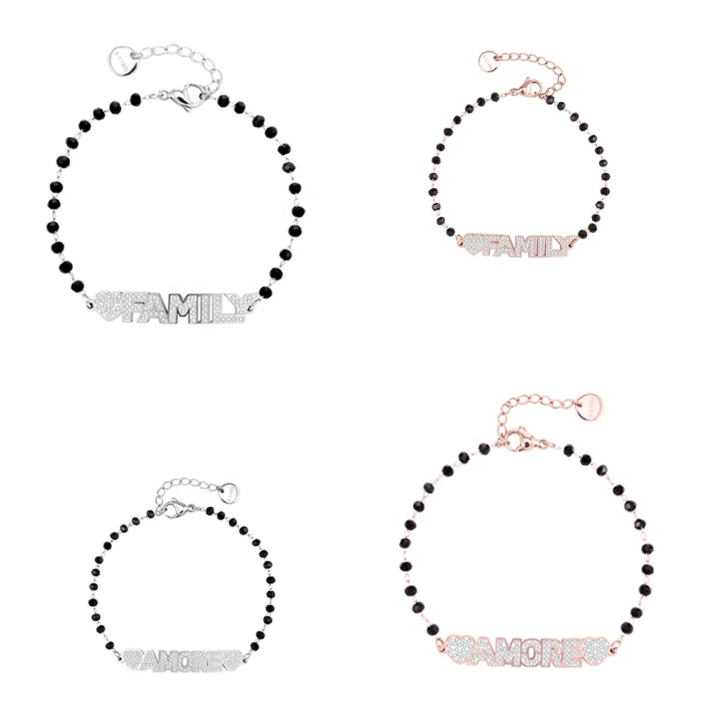 

New Custom Accessories Stainless Steel Crystal FAMILY Bangle Bracelet For Gift Decoration, Many colors, as your requests