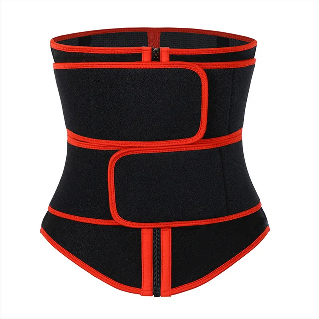 

Wholesale Vendor 2 Bands Zip Up With Back Support Shapewear Cincher Waist Trainer For Women, Red,black