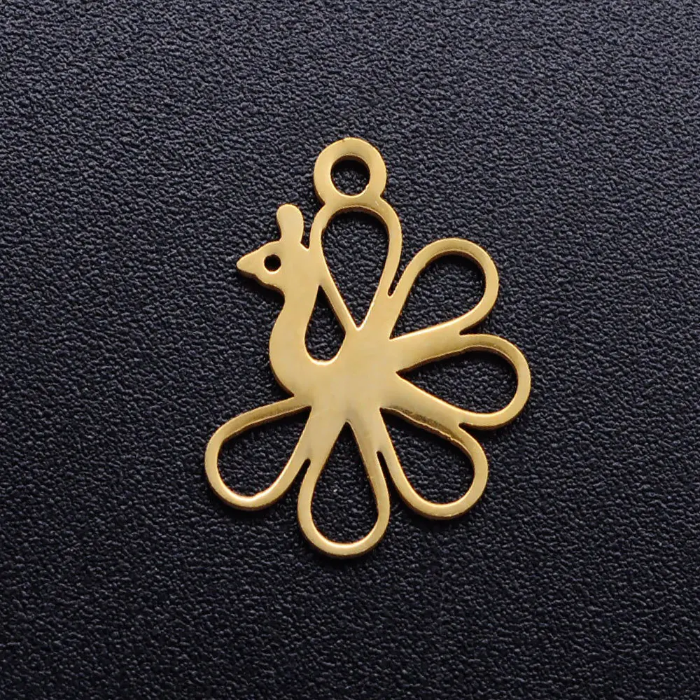 

Diy Jewelry Accessories Gold Plated Animal Stainless Steel Peacock Charm Pendant