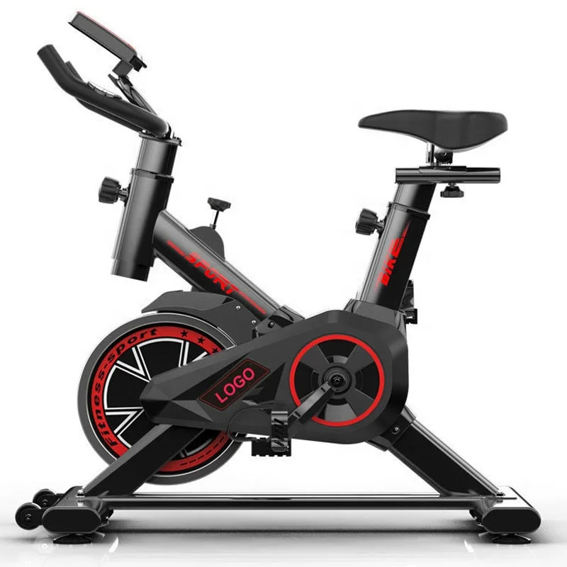 

Wholesale/custom high quality mute belt drive 5kg flywheel fitness spin bike cardio aerobic Exercise Spinning Bike, Black, red. others customizable