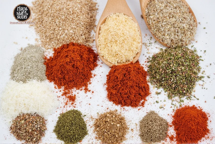 Spice rack with jars of various seasonings