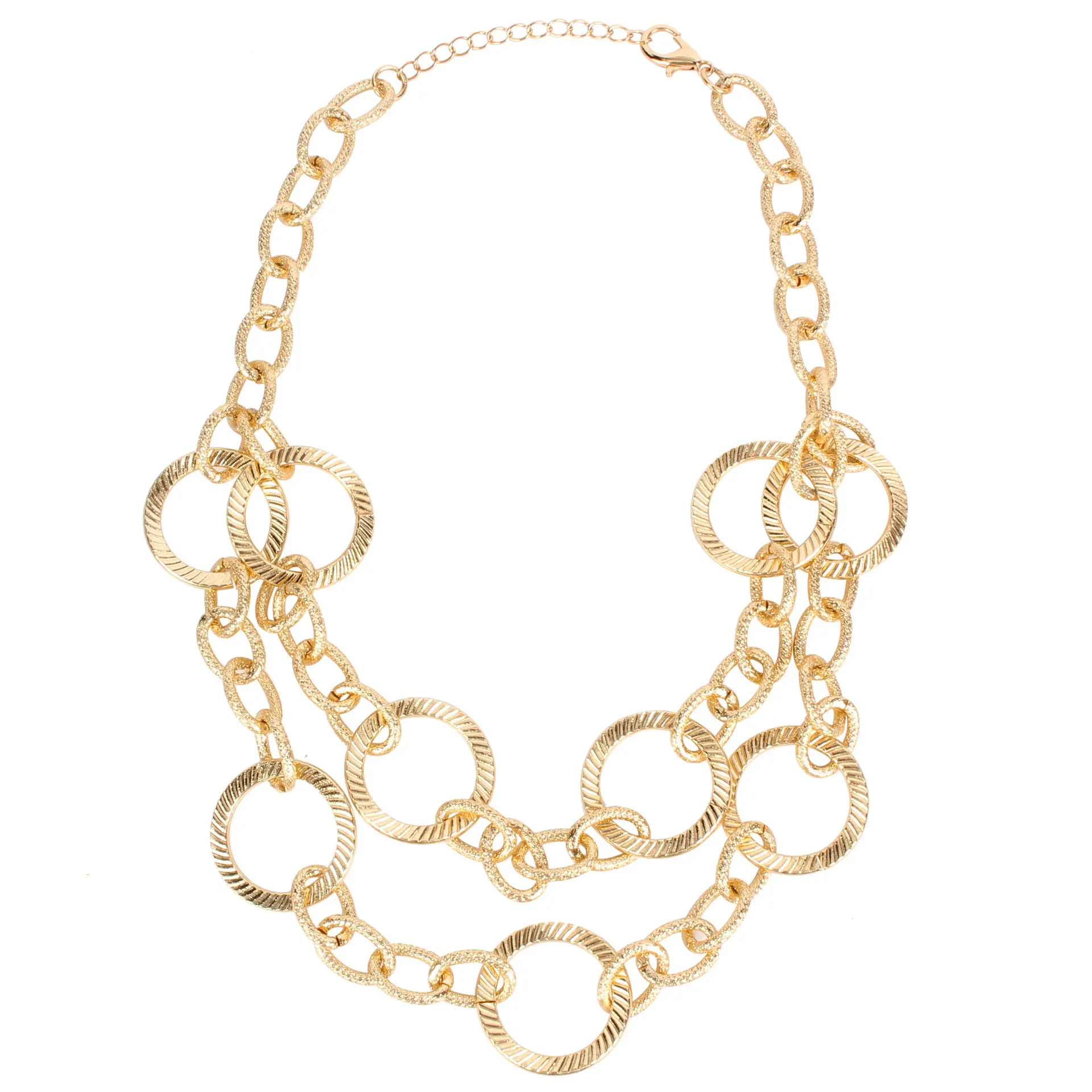 

Fashion Women Circle Stitching Double Layer All-Match Retro Chain Girls Interlocking Buckle Necklace, Picture
