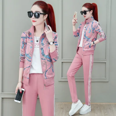 

2020 autumn new casual sportswear suit women's three-piece fashion sweater temperament plus size women's sportswear