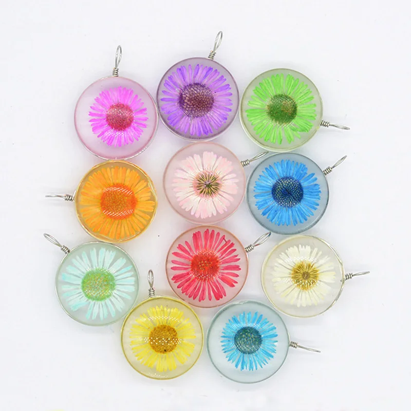 

Time Gem Real Flower Jewelry Dried Flower Needle Chrysanthemum Necklace Pendant Special Souvenir Gift