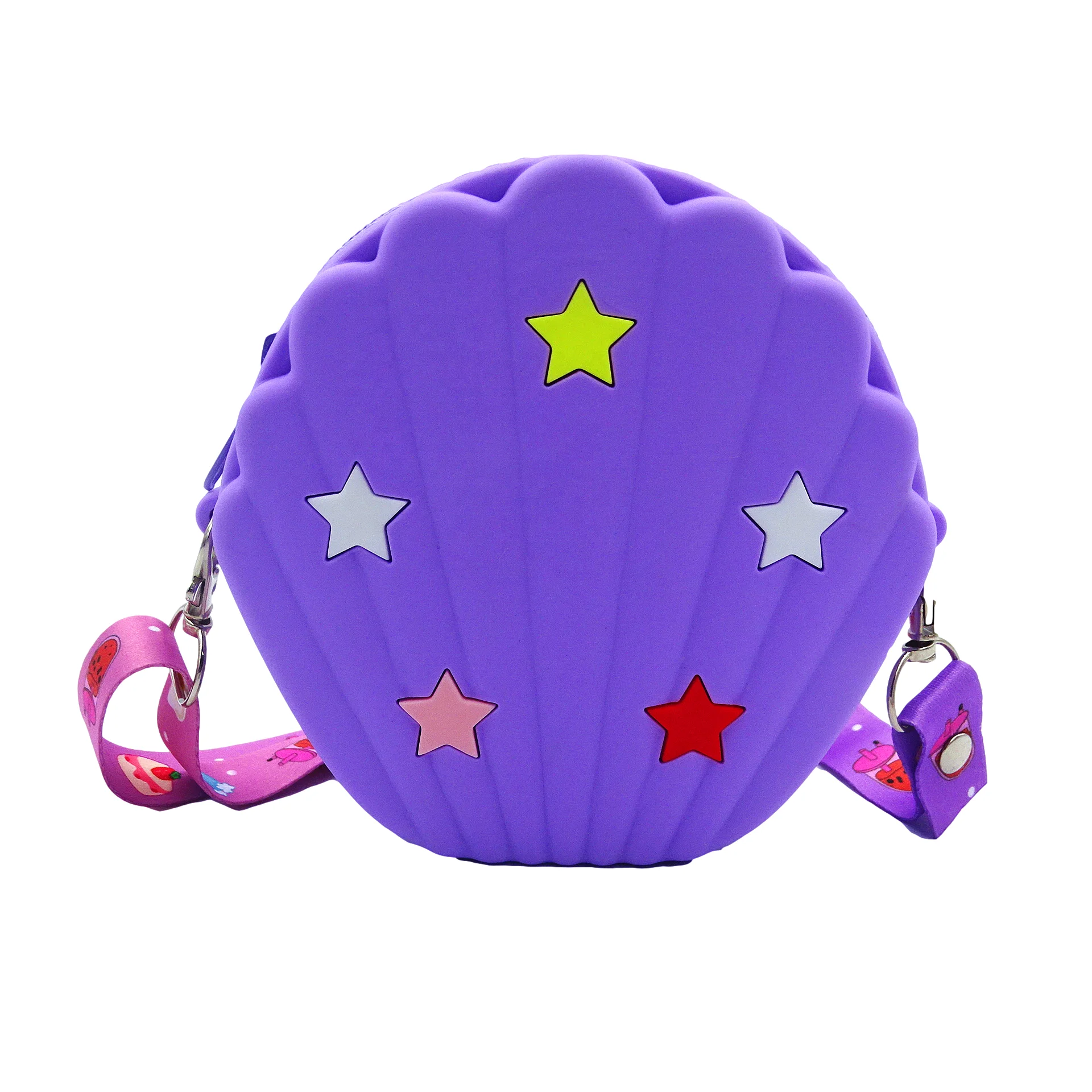 

Christmas gift shell shape silicone coin pouch with strap Korean style mini Zipper Wallet Coin purse bag