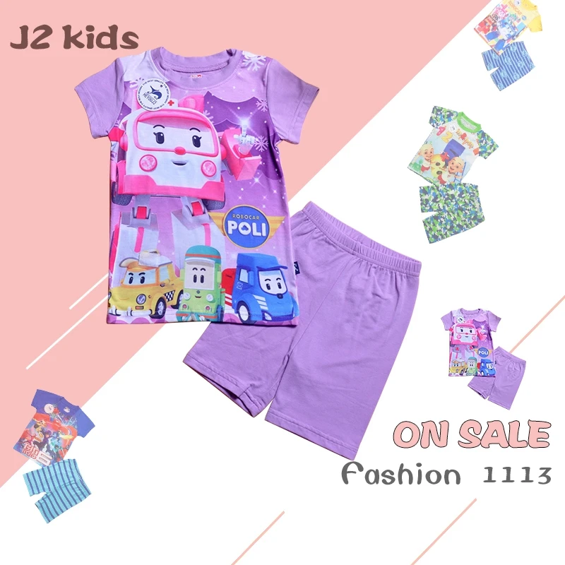 

Top Selling J2 Brand Wholesale Pyjamas Kids Good Quality Kids Cartoon Character Pyjamas Short Sleeve Children Clothing