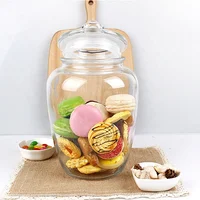 

Big Size Round Empty Glass Cookie Jar With Glass Lid and Plastic Seal