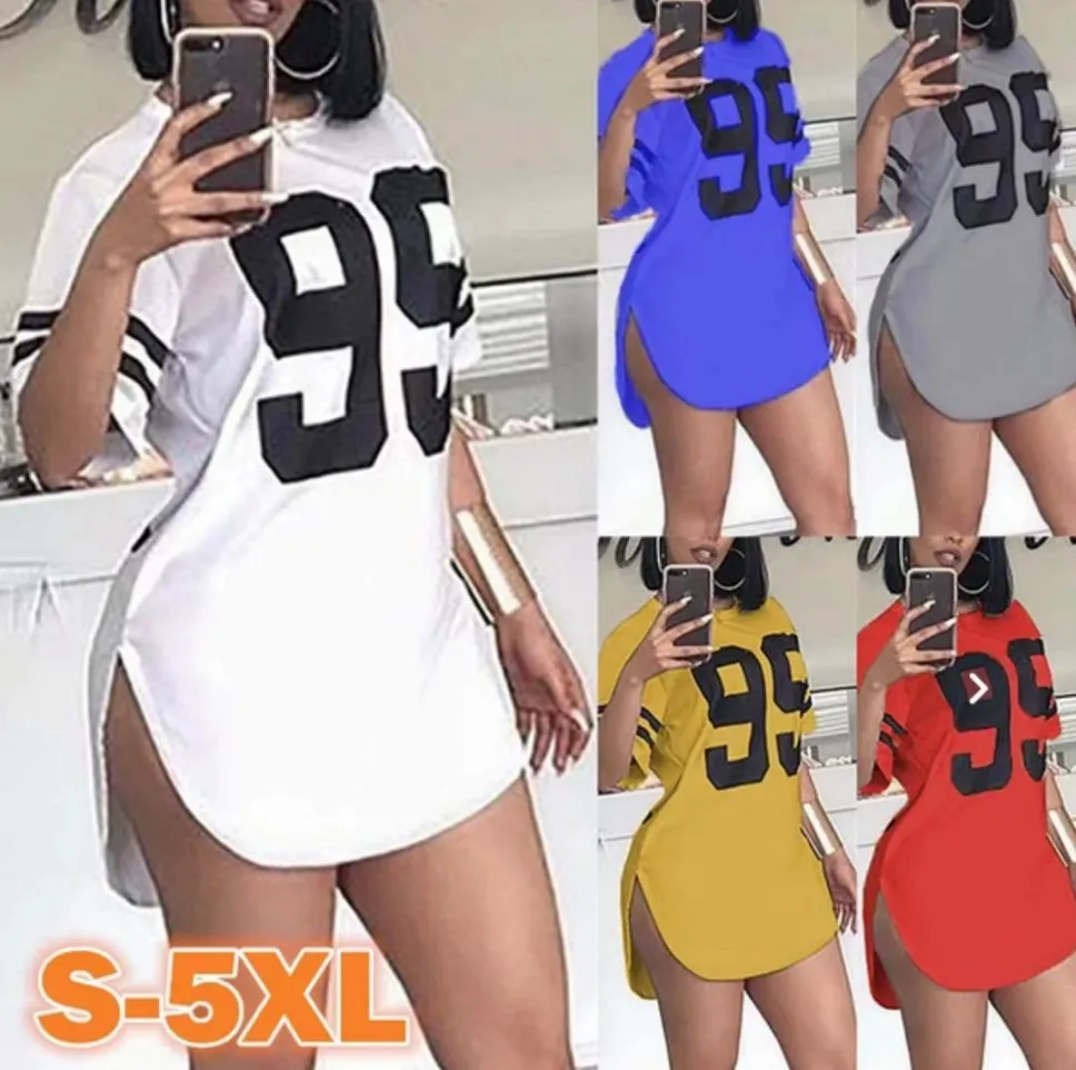 

EB-20051813 2021 New Sport Vest For Women Summer Printed Split T Shirt Women Summer Dresses Casual Dress, White,balck,orange