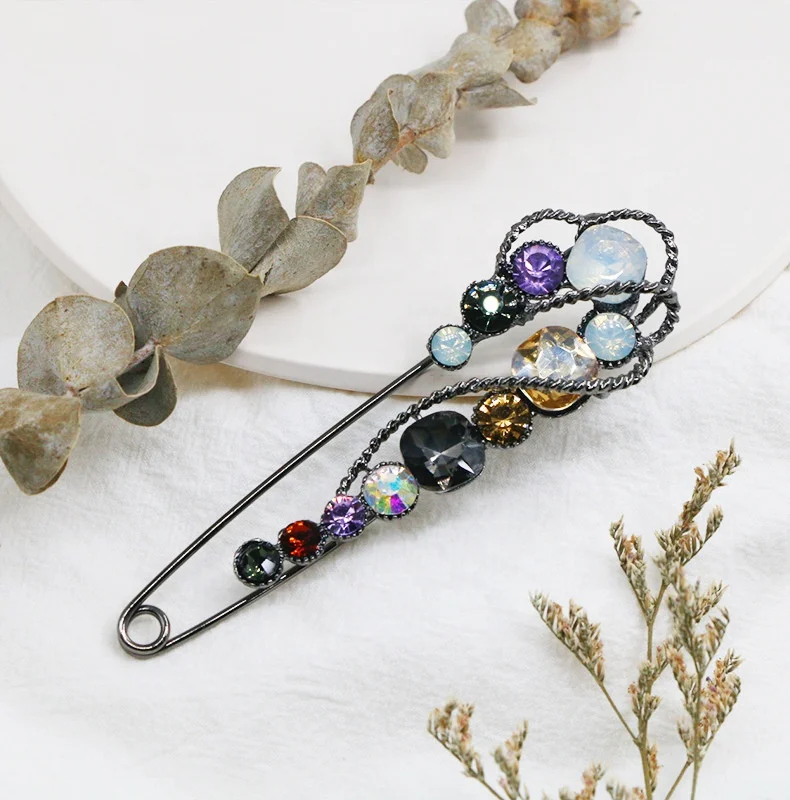 

2021 Hot Wholesale Rhinestone Multi Color Bucle Pins Brooches Women Diamond Stone Colorful Fancy Scarf Buckle Brooch Pins Women, Effect as photo