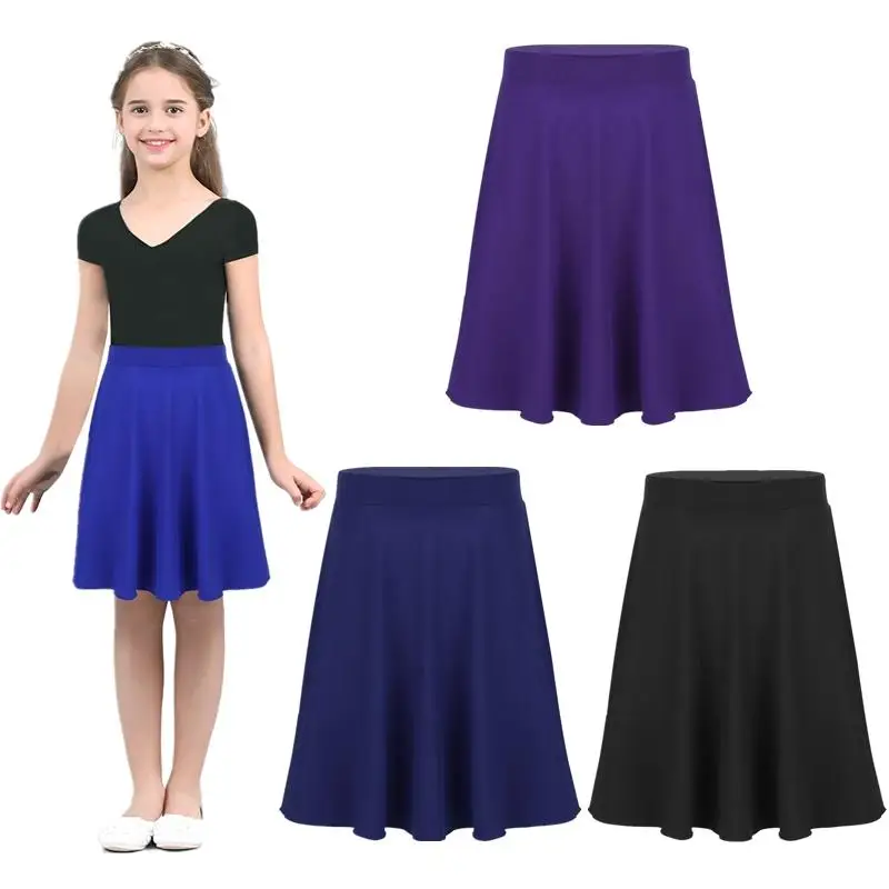 

Luxury Girls Lightweight Knee Length Casual Wear Full A-Line Skirt Ballet Dance Skater