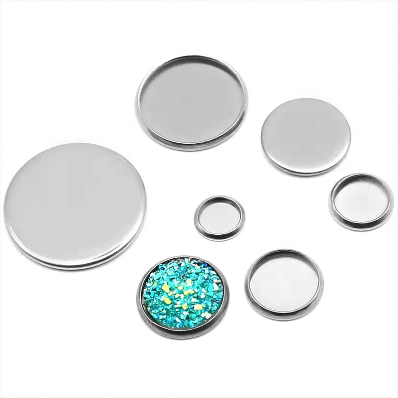 

50piece/bag Stainless Steel Round Settings Cabochon Base Bezel Trays Blank Fit 6/8/10/12/14/16/18/20/25mm Cabochons Cameo DIY