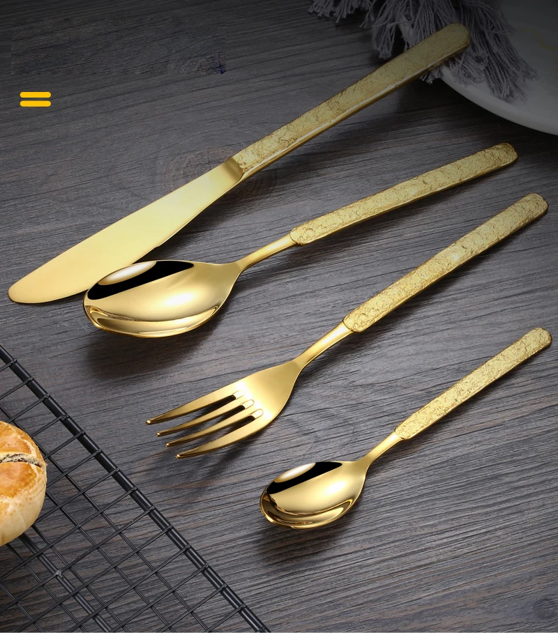 

Eco Friendly Royal Vintage 18/8 Cutlery Gold Plated Silverware Stainless Gold Flatware