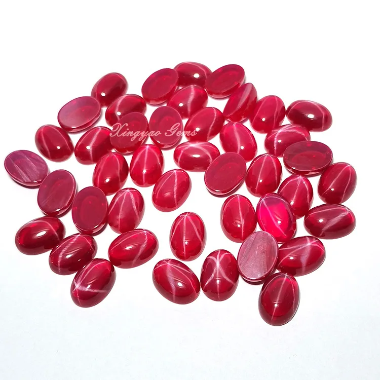 

8*10mm-10*14mm Oval cut synthetic star ruby starlight stone gem, Red