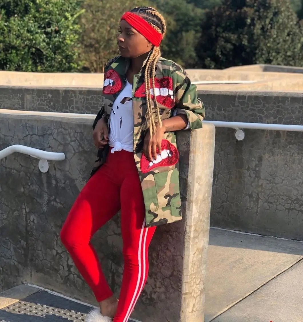 

Factory direct plus size 6XL women fashion streetwear stand collar camouflage sequin jacket women's jackets & coats