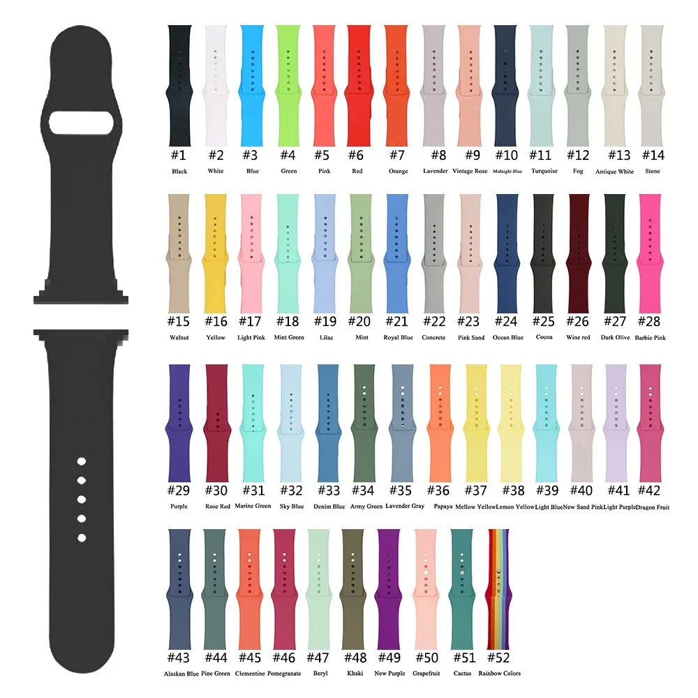 

Strap For Apple Watch Band 44 Mm/40mm 42mm 38mm Silicone Watchband Correa Iwatch Bracelet Apple Watch Series 6 5 4 3 2 Se 44mm