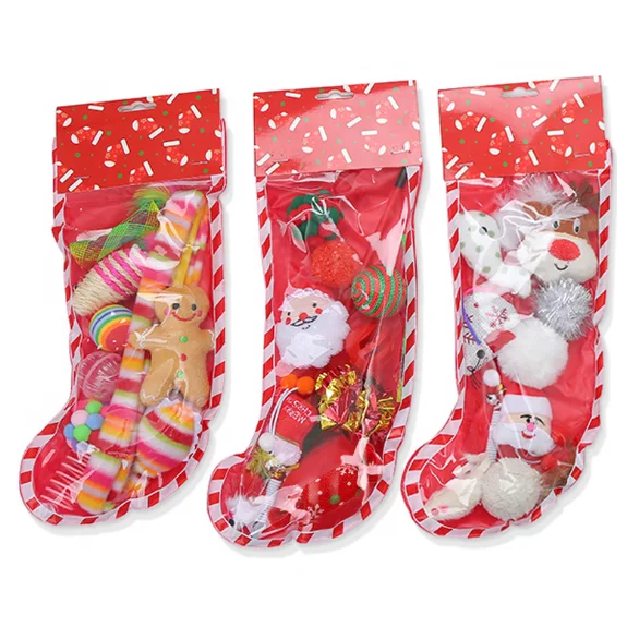 

Wholesale Plush Christmas Pet Stocking Gift Pack Kitten Interactive Catnip Toys Stuffed Mouse Pet Cat Toy, Picture