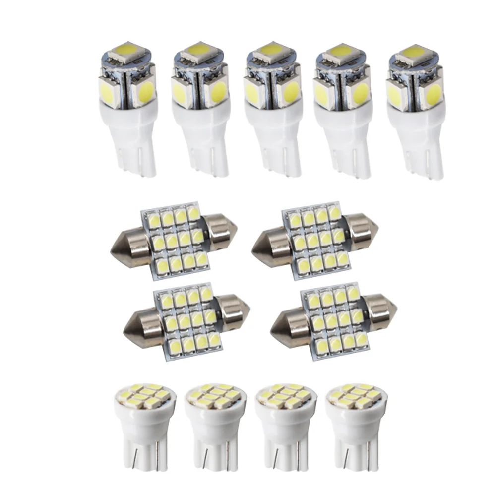 13x Pure White LED Lights Interior Package Kit for Dome License Plate Lamp Bulbs