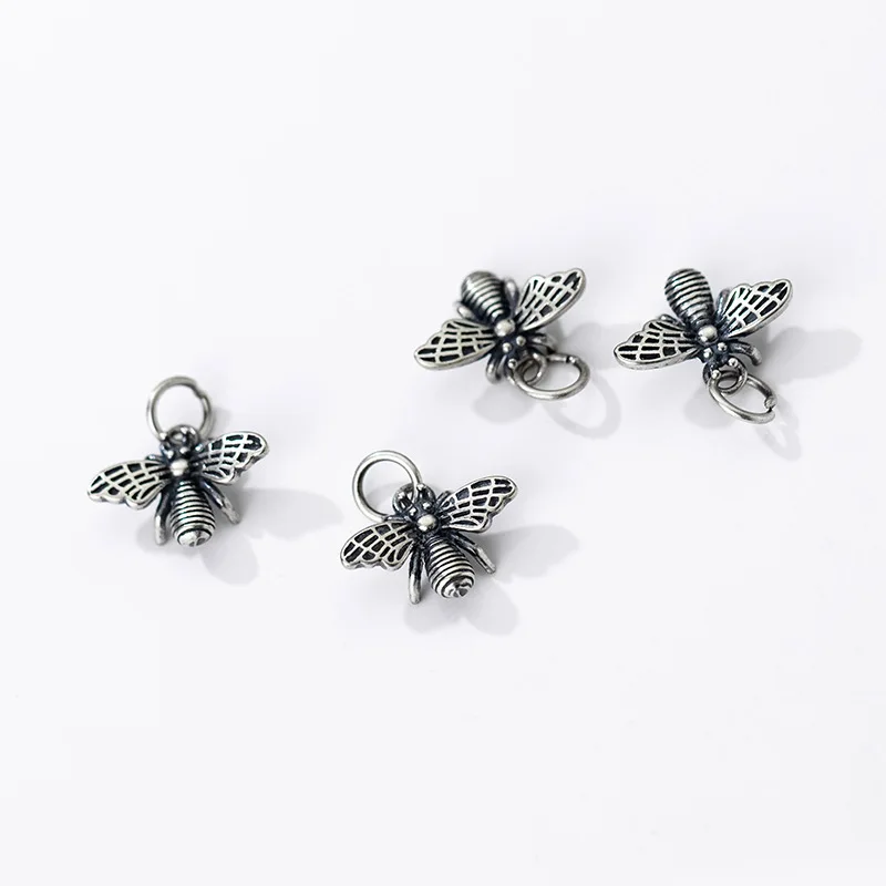 S925 Animal Charms for DIY Jewelry Sterling Silver Honey Bee Necklace Pendants