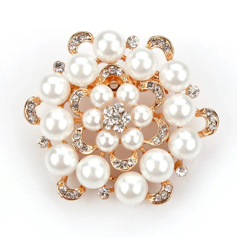 
Latest Fashion Flower Lapel Pin Magnetic Rhinestone Pearl Brooch Crystal Broches Custom Brooches Women Girl 
